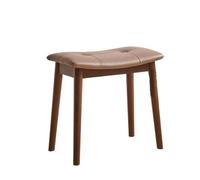 Sgabello Vanity Imbottito A Forma Di Sella, Struttura In Legno Massello | Panca da toeletta senza schienale, con schiuma ad alta densità, funziona come sgabello for il trucco(Khaki)