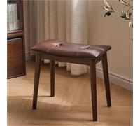 Sgabello Vanity Imbottito A Forma Di Sella, Struttura In Legno Massello | Panca da toeletta senza schienale, con schiuma ad alta densità, funziona come sgabello for il trucco(Brown)