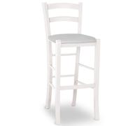 Sgabello venezia in legno bianco anilina h 73 seduta similpelle grigio ghiaccio