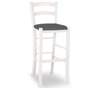 Sgabello venezia in legno bianco anilina h73 seduta similpelle grigio antracite