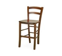Sgabello Venezia in Legno Seduta Massello H 62 CM Noce Scuro