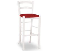 Sgabello venezia in legno verniciato bianco anilina h 73 seduta similpelle rosso