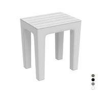 Feridras Sgabello da bagno Woody in PP effetto legno 38x29x41,5 cm Bianco
