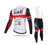 SGCIKER 2022 Pro Team UAE manica lunga Maglia da ciclismo Set,Uomo sottile protezione solare traspirante ciclo camicia bici abbigliamento gel pad, Set primavera (L)