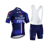 SGCIKER 2024 Pro Team Groupama FDJ maglia da ciclismo set for uomini, manica corta abbigliamento ciclismo bici pantaloncini con bretelle set gel pad (L)