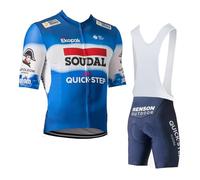 SGCIKER 2024 Pro Team SOUDAL QUICK Step maglia da ciclismo set for uomini, manica corta abbigliamento ciclismo bici pantaloncini con bretelle set gel pad (2XL)