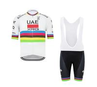 SGCIKER 2025 Pro Team UAE ChampionShip maglia da ciclismo set for uomini, manica corta abbigliamento ciclismo bici pantaloncini con bretelle set gel pad (S)