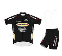 SGCIKER Marco Pantani Pro Team Retro Mercatone Uno nero maglia da ciclismo set for uomini, manica corta abbigliamento ciclismo bici pantaloncini con bretelle set gel pad (L)