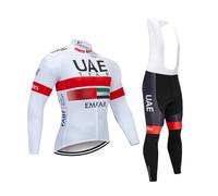 SGCIKER Team UAE White invernale in pile termico da Set di maglia da ciclismo,da uomo, a maniche lunghe più caldo, con imbottitura in gel (XL)