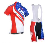 SGCIKER Team USA Cycling Jerseys us Bandiera manica corta Bike Clothing Jersey Sets bavaglino pantaloncini con Silicon Gel pad(M)