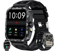SGDDFIT AMOLED - Orologio da polso grande da uomo con funzione telefonica, torcia elettrica, 5 ATM, impermeabile, con chiamate Bluetooth, orologio fitness con monitor del sonno, Smart Watch per iOS