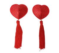 SGERUFZ 1 Paio Copri capezzoli Adesivi con Frange Nipple Pasties autoadesivi Copricapezzoli Valentinstag Copri capezzoli a Forma di Cuore (Rosso)