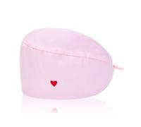 SGERUFZ 1 PCS Berretto Donna Chirurgico Cappello Uomo Cotone Chirurgico con Fascia Regolabile per Fodera Cuffietta Chirurgica Cuffia Infermiera Bandana Chirurgiche Ricamo Cuore Rosa