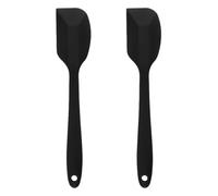 SGERUFZ 2 Pcs Spatola Flessibile in Silicone da Resistente al Calore Leccapentola di Gomma Antiaderente e Raschietto per Utensili da Cucina Ideale per Miscelare e Raschiare Nero