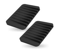 SGERUFZ 2 Pezzi Porta Saponetta in Silicone con Drenaggio, Portasapone, Vassoio per Sapone per Lavandino, Scatola per Sapone (Piccolo D) (Nero)