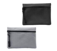 SGERUFZ 2 Pezzi Portamonete Piccoli e Portatili in Tessuto Oxford con Cerniera, Bustina Portatutto per Uomo e Donna (Nero + Grigio)