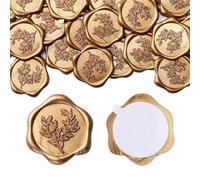SGERUFZ 20 Pezzi Adesivi Ceralacca Autoadesivi Vintage, Sigillo, Cera Lacca Oro Dorati, Sigillo Adesivi Matrimonio Per Lettera Busta Inviti Matrimonio Compleanno Natale, Ramo D'ulivo in Rilievo (Oro)