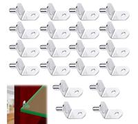 SGERUFZ 20 pezzi Perni Per Mensole Mensola Armadio, Staffe A L in Metallo, Pioli Vetro Supporto per Mensola Vetro Supporti Piatti A Forma Di Cucchiaio in Acciaio Inox per Mensole Nichelati con Foro