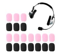 SGERUFZ 20 Pezzi Spugna Microfono, Set di Copri, Filtro Anti Pop, Spugne antisoffio per microfoni, Microfono Archetto, Copri Cuffie, Parabrezza per palco e riunioni(Nero + Rosa)