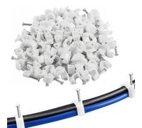 SGERUFZ 200 pcs Fermacavo con Chiodo, Graffette Clip per Cavi, Chiodini, Graffette, Rotondi, Parete, Telaio della Porta, Angoli e Montaggio a Vista