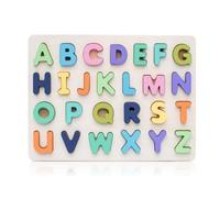 SGERUFZ 26 PCS puzzle in legno lettere dell’alfabeto giocattolo Montessori apprendimento alfabeto grande gioco di lettere giocattolo educativo per bambini piccoli e prescolari (colorato)