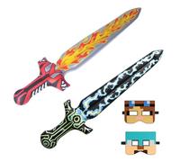 SGERUFZ 2pezzi Spada Gonfiabile con Bende sugli Occhi da 2 Pixel, Spada a Scacchi Esplosiva per Cosplay Costume, Forniture per Feste Pirata, Bomboniere per Feste di Compleanno, Spada Giocattolo(80cm)