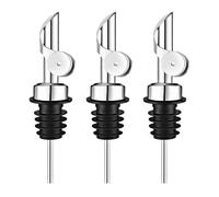 SGERUFZ 3 Pack Dosatore Olio e Cocktail - Beccuccio Universale per Bottiglie di Olio e Alcolici, Conico con Guarnizione in Silicone, Ideale per Bar, Feste e Casa (350ml Bottiglia di Vetro) (Argento)