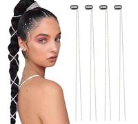 SGERUFZ 4 brillantes cintas para el pelo Cadenas de Pelo de Diamantes de Imitación Horquilla de moda con borlas Adecuado para niñas y mujeres Para el uso diario de las niñas (gold)