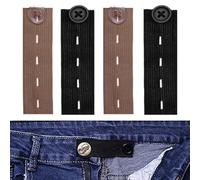 SGERUFZ 4 Pezzi Estensioni Elastiche per Vita, Bottone Allarga Pantaloni, Premaman, Nero