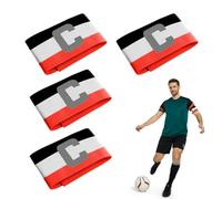 SGERUFZ 4 Pezzi Fascia da Capitano Calcio Professionale Fascia da Capitano Calcio Elastico Regolabile Polsino Elastico Regolabile in Velcro Standard C per Bambini Adulti Sport Calcio e Rugby