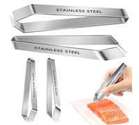 SGERUFZ 4 pezzi Pinzette da Cucina, Pinzetta per lische pesce, Pinzette cucina, Pinza Leva lische, in Acciaio Inox, per Ossa di Pesce, Piume di Pollo, Pinza Cucina, Pinza da Cucina