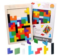SGERUFZ 40 pezzi Puzzle 3D di Legno Tetris, Giochi Montessori Bambini 3 4 5 6 Anni, Cervello Giocattoli, Intelligenza Jigsaw Rompicapo, Regali Educativi per Bambini