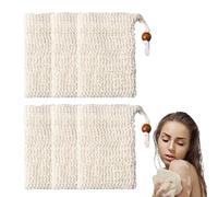 SGERUFZ 6 sacchetti per sapone in sisal con coulisse, in fibra naturale, per la doccia, porta saponetta per asciugare la schiuma, custodia da viaggio per sapone