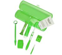 SGERUFZ 8 Pezzi Kit Cura Ortodontica, Pulizia Apparecchio Portatile, Spazzolino a V, Specchio Orale, Scovolino Interdentale, Filo Interdentale, Cera Ortodontica, Set Igiene Orale da Viaggio (Verde)