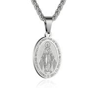 SGERUFZ Collana della Vergine Maria Collier Donna Medaglia della Vergine in Acciaio Inossidabile Collana in Acciaio Inossidabile per Donna
