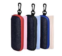 SGERUFZ Custodie per Occhiali in Jeans, portaocchiali da Viaggio Portatile con Zip, Set da 3 Pezzi con Panno per la Pulizia