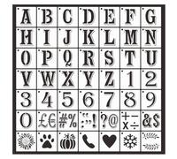 SGERUFZ set 49 sagome riutilizzabili fai-da-te lettere, sagome per lettere, numeri e simboli, scrittura, pittura e creatività per bambini (5 cm)