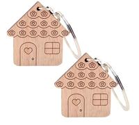SGERUFZ Set di 2 Mini Portachiavi a Forma di Casa in Legno, Piccola Casetta