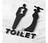 SGERUFZ Targhette Porta WC per Uomini e Donne, Targhe Personalizzate per Bagno, Armadio, Toilette (Nero) (12×8 cm)