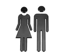 SGERUFZ WC Segno Targa Toilette Bagno, 1 Paio Porta Targhetta Cartello Toilette, Adesivi Bagno e per Porte Interne, Simbolo Uomo e Donna Targhette Porta (12 cm, nero)