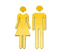 SGERUFZ WC Segno Targa Toilette Bagno 1 Paio Porta Targhetta Cartello Toilette Adesivi Porta Adesivi Bagno Accessori Bagno Oro (12 cm) (oro)