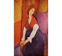 SGFGAD FHYWQ Amedeo Modigliani Poster Ritratto Stampe Immagine di arte murale astratta《Donna in scialle rosso》Amedeo Modigliani Pittura su tela per decorazioni domestiche 50x80cm senza cornice