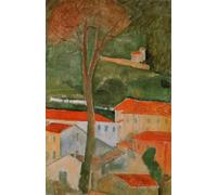 SGFGAD FHYWQ Amedeo Modigliani Poster Stampe A Colori Immagine Astratta Di Arte Della Parete《Paesaggio Del Villaggio》Amedeo Modigliani Dipinto Su Tela Per Decorazioni Domestiche 50x80cm Senza Cornice