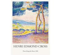 SGFGAD FHYWQ Henri Edmond Croce Poster E Stampe Immagine Astratta Di Arte Della Parete《Pini Lungo La Riva》Paesaggio Su Tela Pittura Per La Decorazione Domestica 50x80cm Senza Cornice