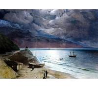 SGFGAD FHYWQ Ivan Aivazovsky Poster Stampe a colori Quadro moderno di arte murale《Il mare prima della tempesta》Paesaggio Su tela per arredamento da salotto 50x70cm senza cornice