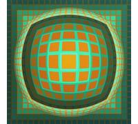 SGFGAD FHYWQ Victor Vasarely Vision Poster Stampe a colori Immagine astratta di arte murale《Sferico verde》Victor Vasarely Dipinto su tela per decorazioni domestiche 60x60cm senza cornice
