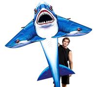 SGftre Aquilone Delta per bambini e adulti, estremamente facile da far volare per principianti, aquilone per gite in spiaggia, parco attività all'aperto in famiglia (2,4 m, squalo blu, extra large)