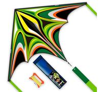 SGftre Aquilone facile da maneggiare, leggero in fibra di vetro, adatto per tutte le età, popolare design Delta, pronto a volare, ad alta resistenza, attività all'aperto, grande aquilone a linea