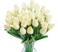 Sggvecsy Tulipani artificiali, vero tocco, fiori artificiali in PU, steli di tulipani per matrimonio, bouquet primaverile, composizione floreale, casa, feste, ufficio, decorazioni per la festa della