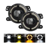 SGHFUVE Faretti Fendinebbia Fari Fendinebbia A LED 4 Pollici Da 60 W Con Anello Alone Bianco Indicatori Direzione Ambra DRL Per Jeep Per Wrangler JK TJ LJ Per Dodge Per Chrysler(Nero)